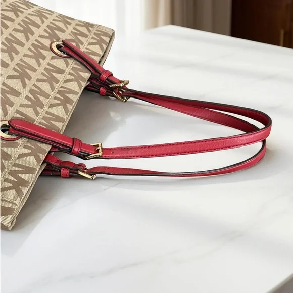 Authentic Michael Kors Signature Tan Pink Tote Bag! - Picture 8 of 14